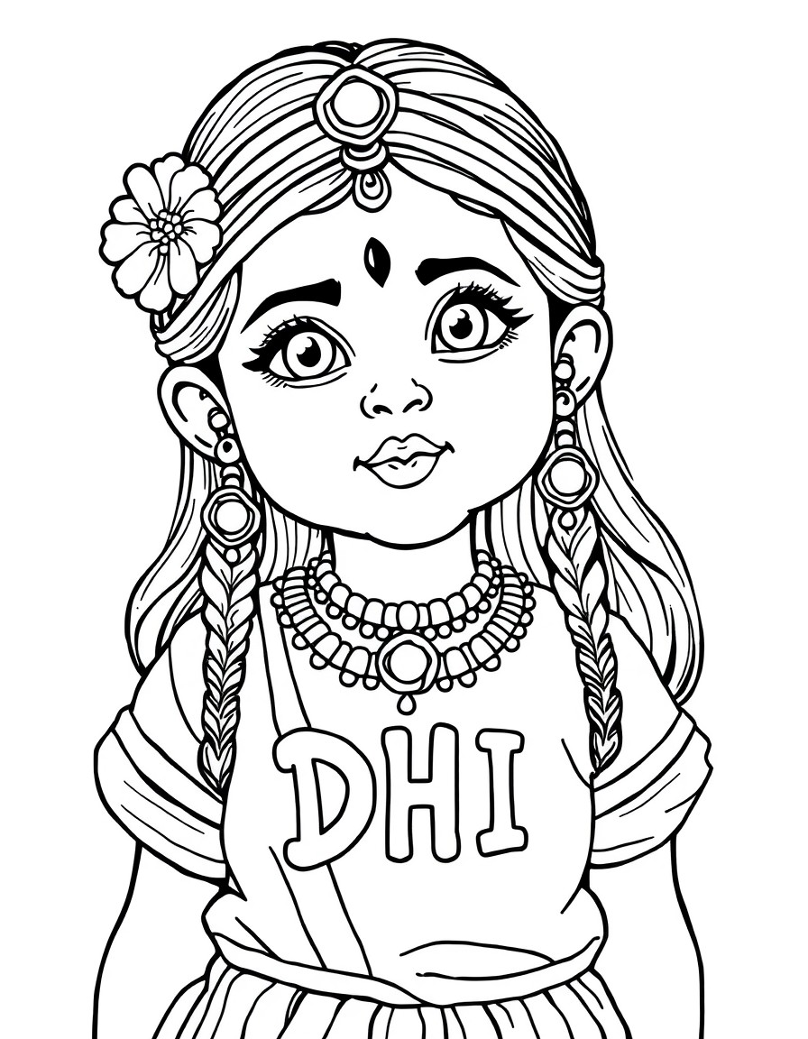 cute little indian girl written DHI on her chest