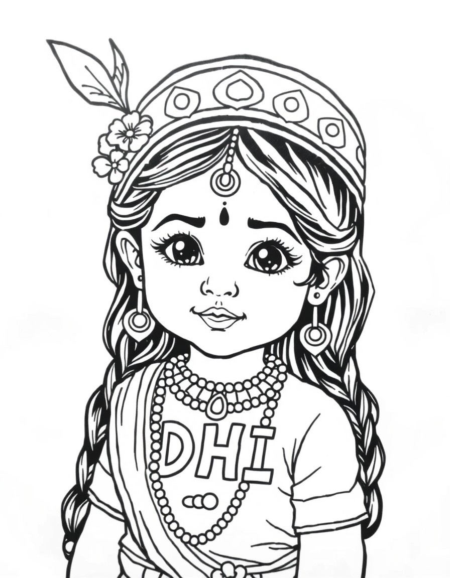 cute little indian girl written DHI on her chest