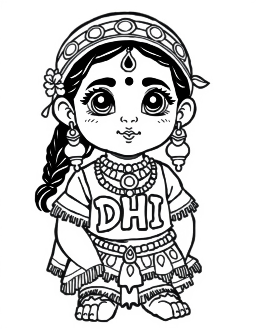 cute little indian girl written DHI on her chest