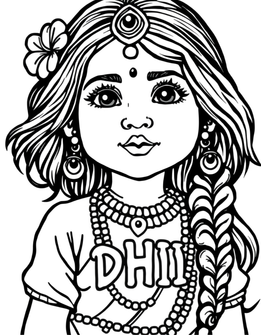 cute little indian girl written DHI on her chest