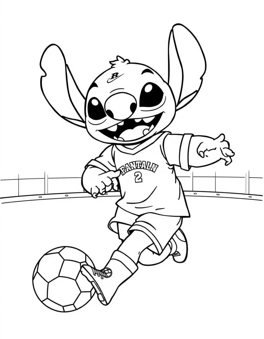 Stitch playing soccer for Princeton Cheetahs
