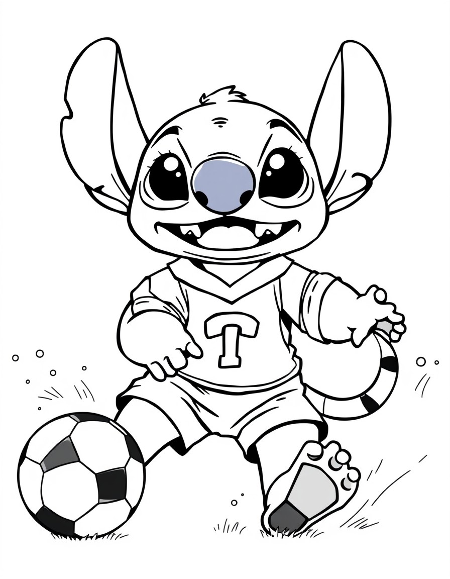 Stitch playing soccer for Princeton Cheetahs