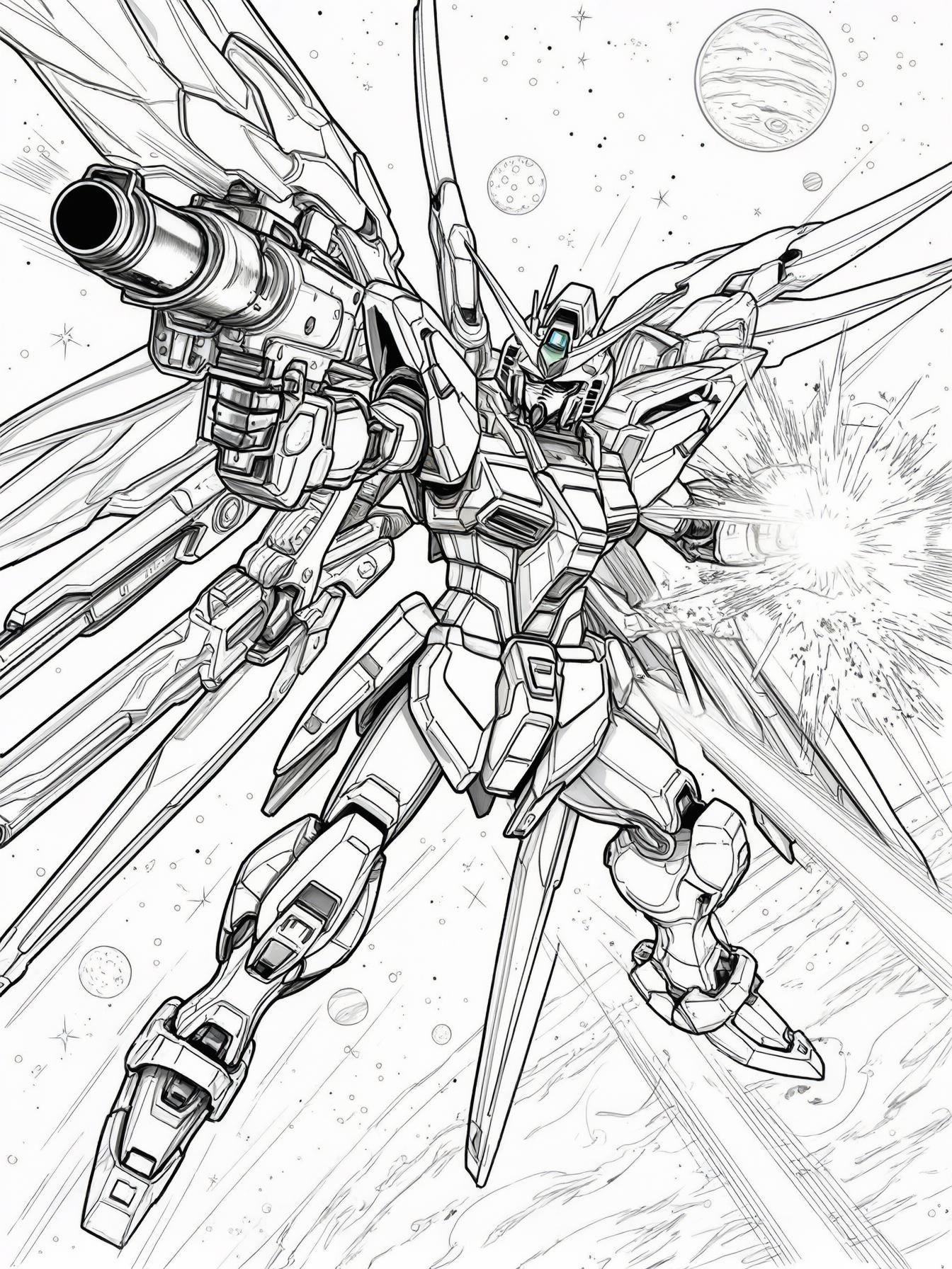 gundam wing fighting beam canon fighting in space