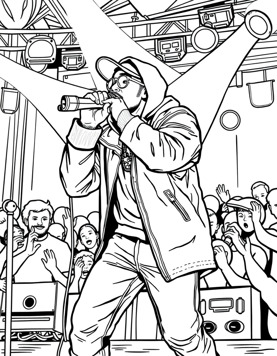 a rapper performing a concert for students