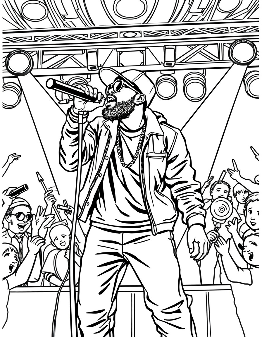 a rapper performing a concert for students