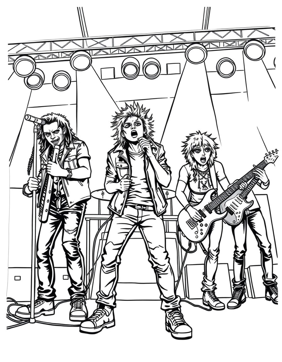 a punk rock band performing a concert