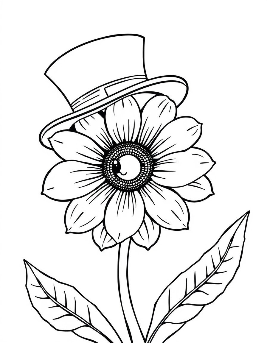 flower wearing a top hat and smiling