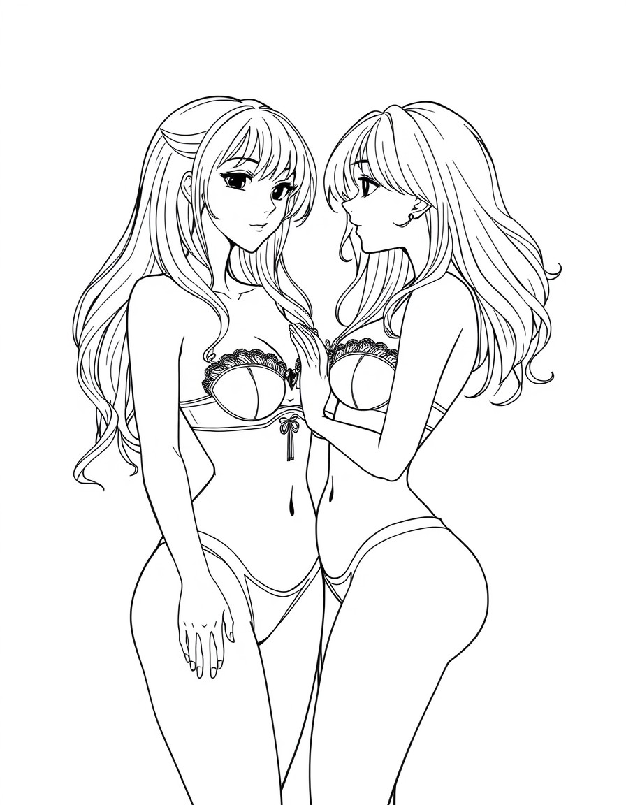 waist bra , under the chest, corsetless, 2girls full length style, best quality, masterpiece, ultra-detailed , high quality, pussy video without panties, useless, Yuri, Yuri sex, , kiss,