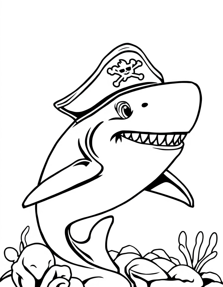 Shark with a pirate hat