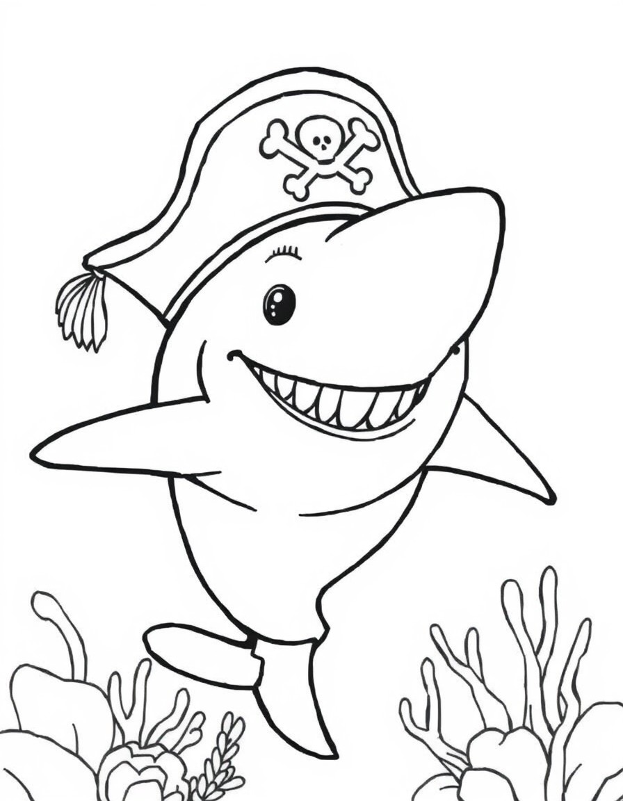 Shark with a pirate hat