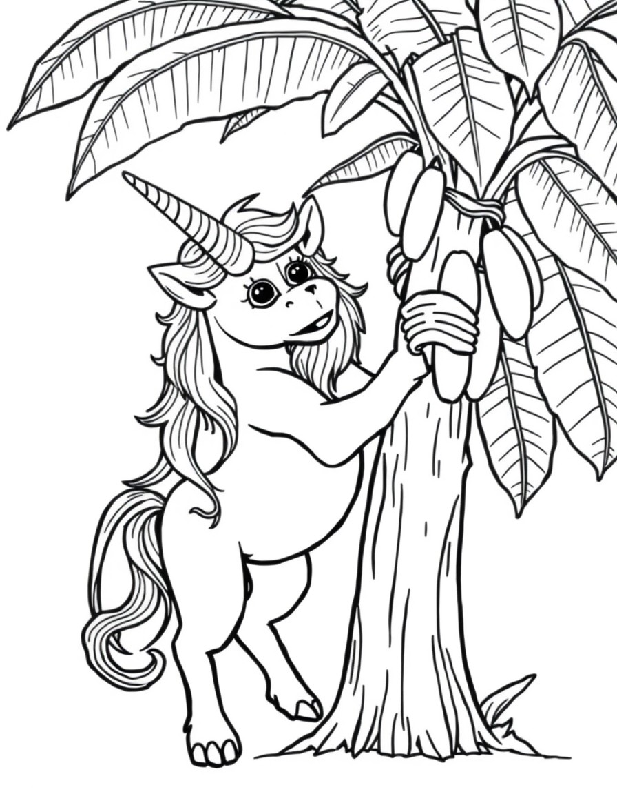 unicorn monkey with banana tree