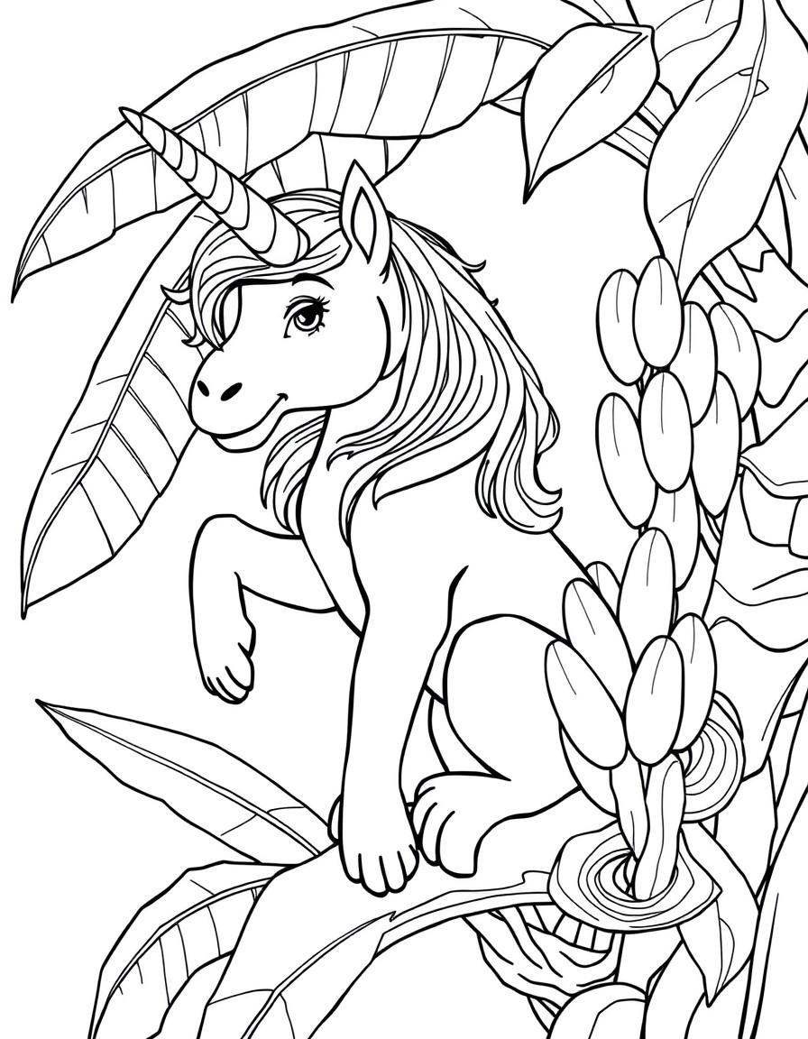unicorn monkey with banana tree