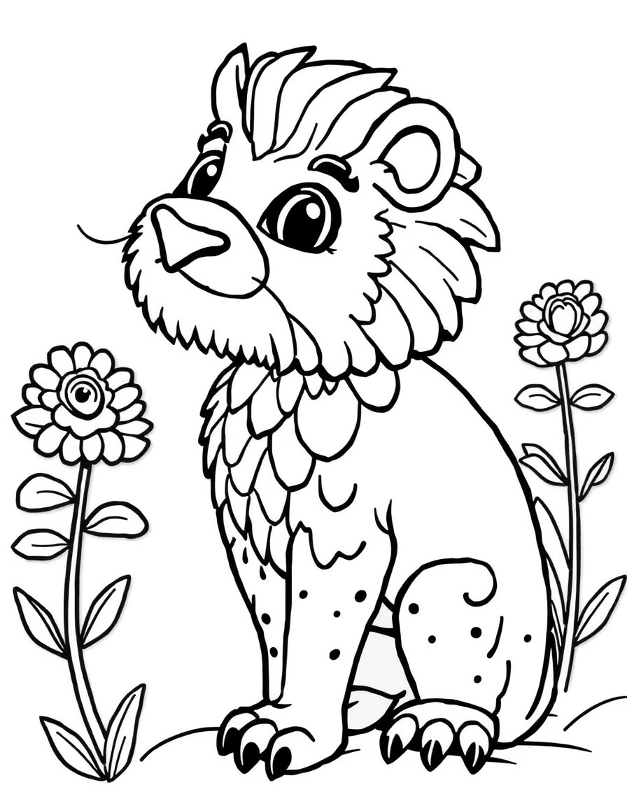 coloring page with pure white background and solid black lines only, no grayscale or shading: , thick black outlines, large clear spaces perfect for young children, clear outlines with good coloring spaces, perfect for printing