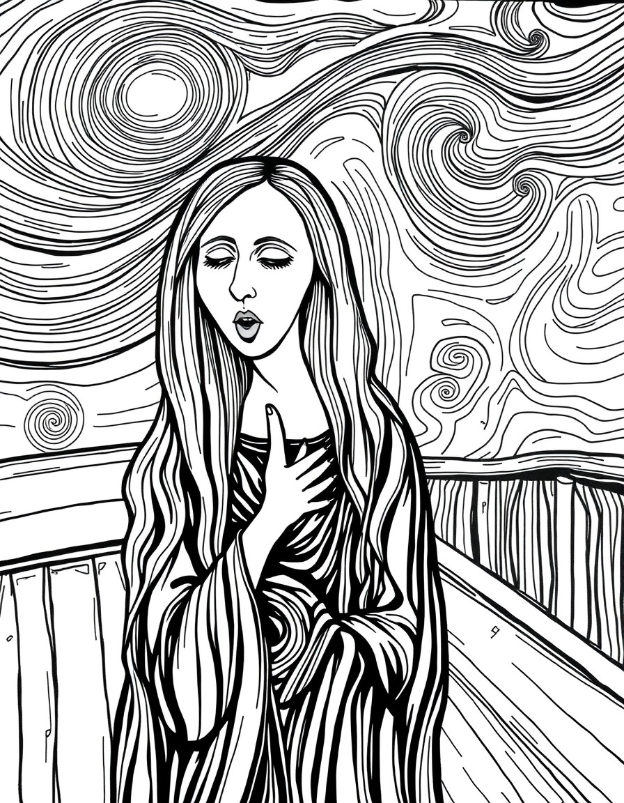 La monalisa haciendo alusin al grito de Eduard Munch