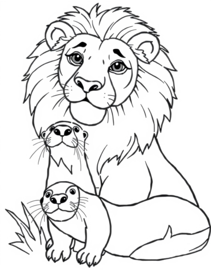 a lion and an otter mixed together