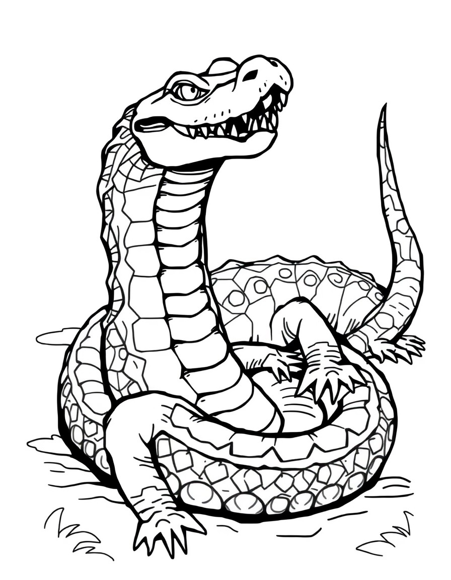 a snake and a crocodile mixed into one creature