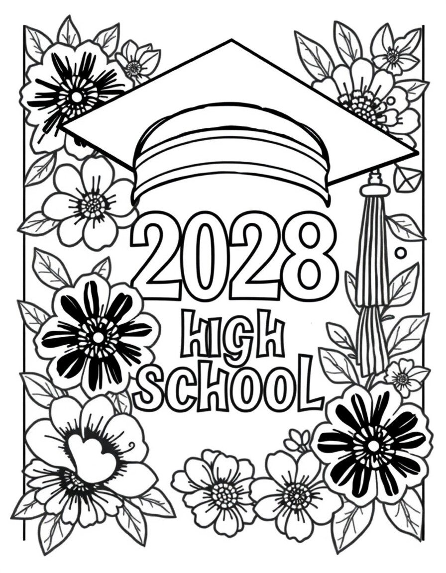 2028 graduate poster with flowers and says Romulus high school and motivating quote