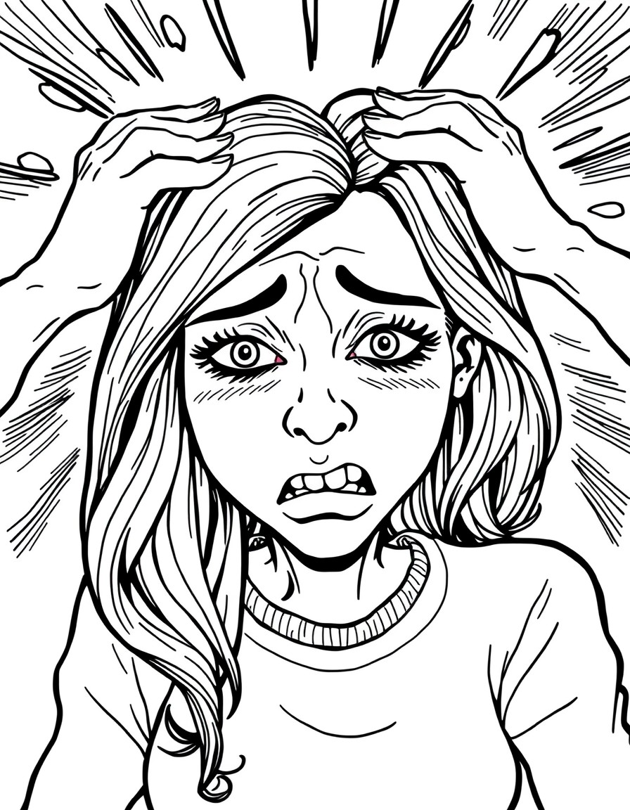 An overwhelmed woman stressing out with a calendar saying 8 more months.