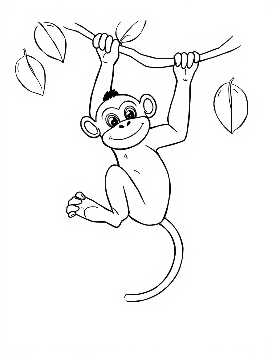 monkey swinging on a vine