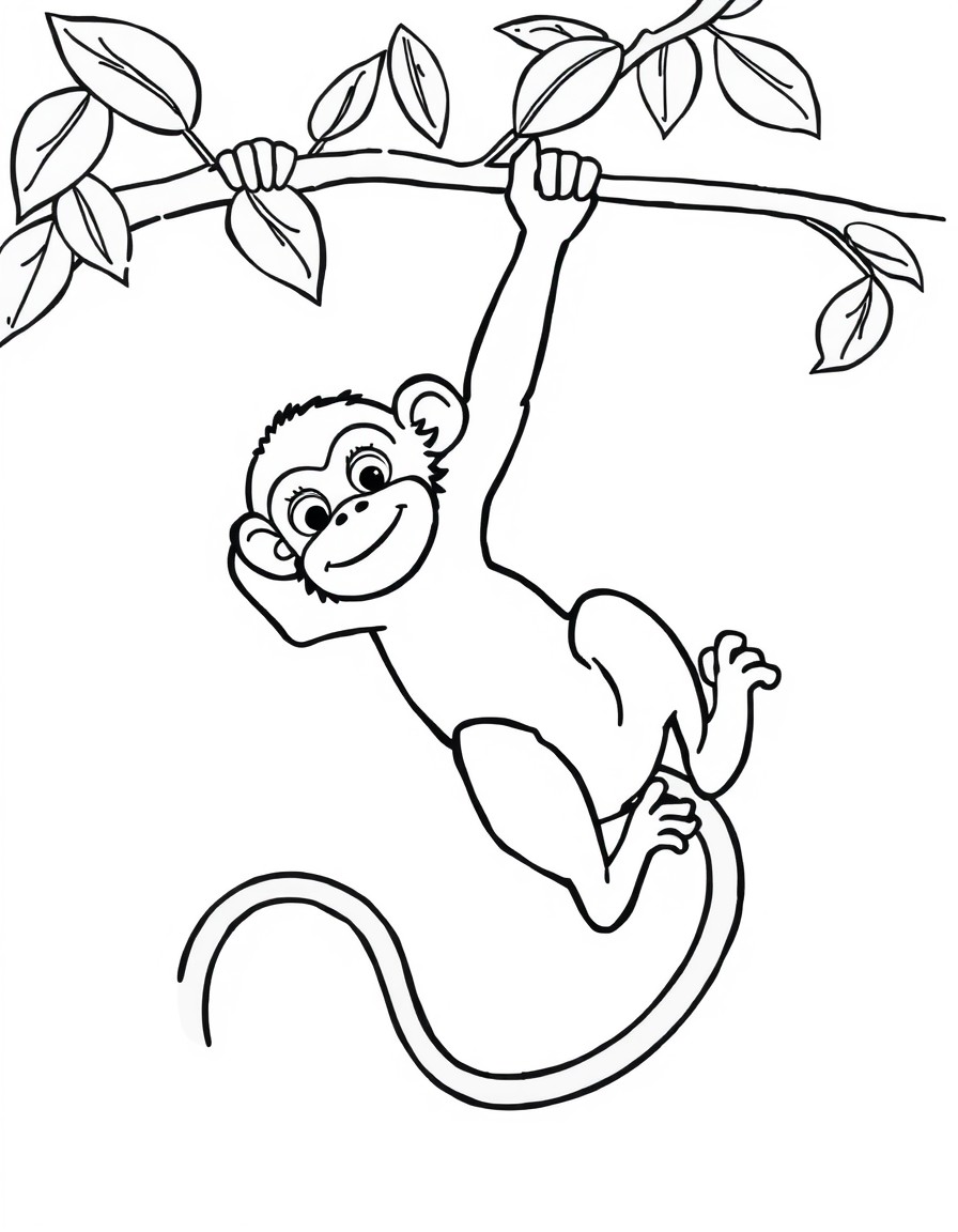 monkey swinging on a vine