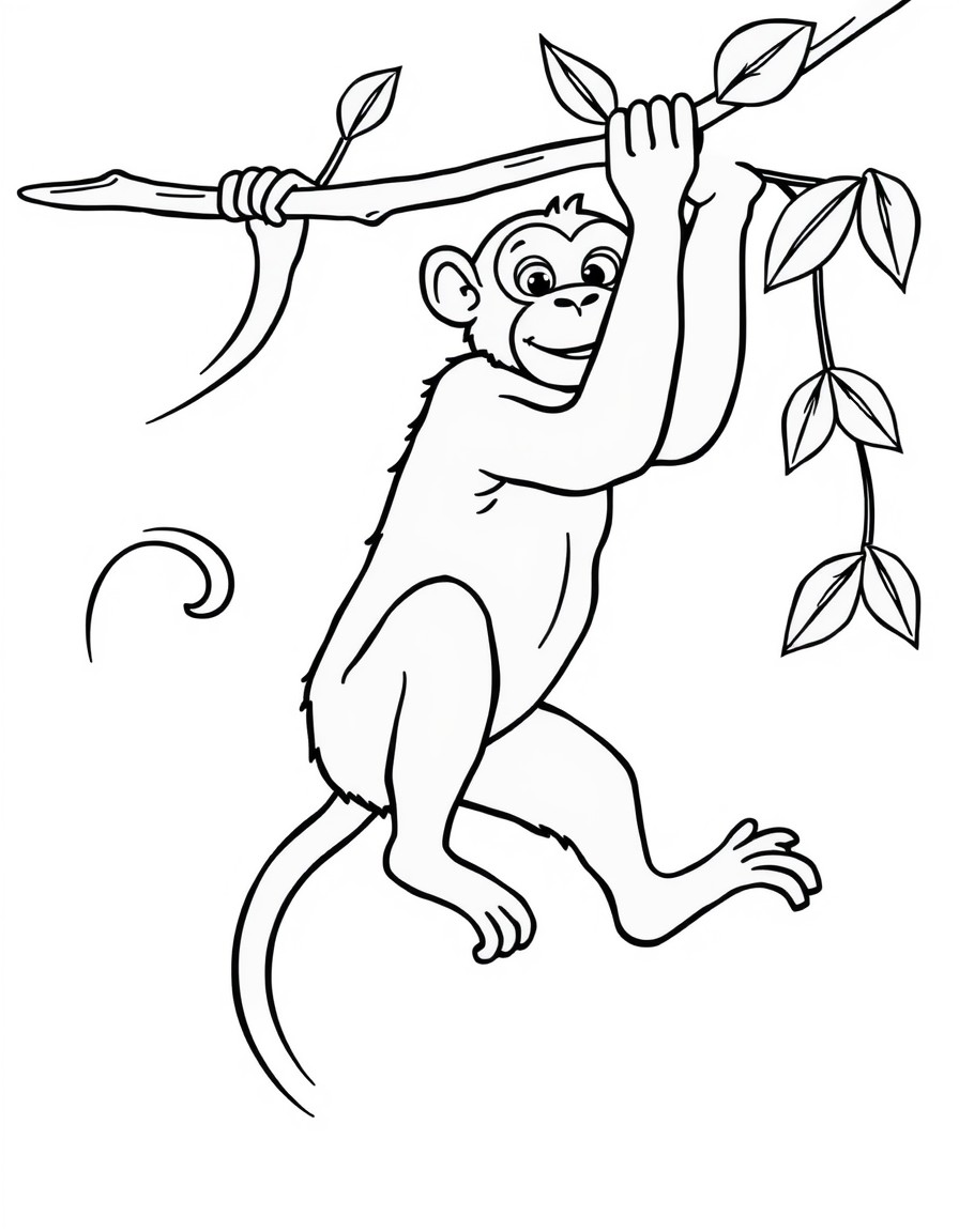 monkey swinging on a vine