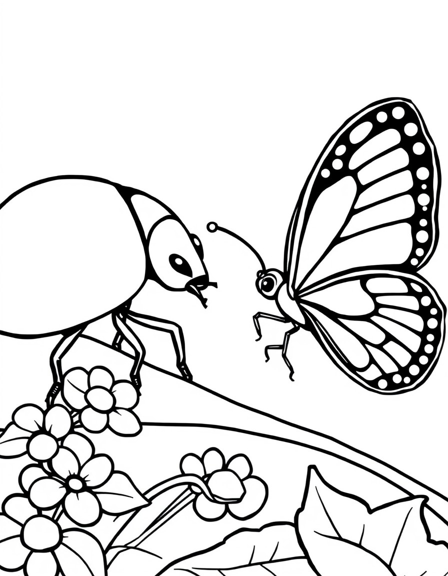 Ladybug talking to a butterfly.