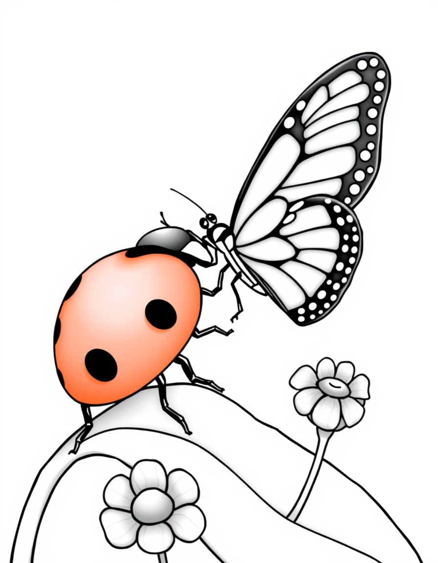 Ladybug talking to a butterfly.