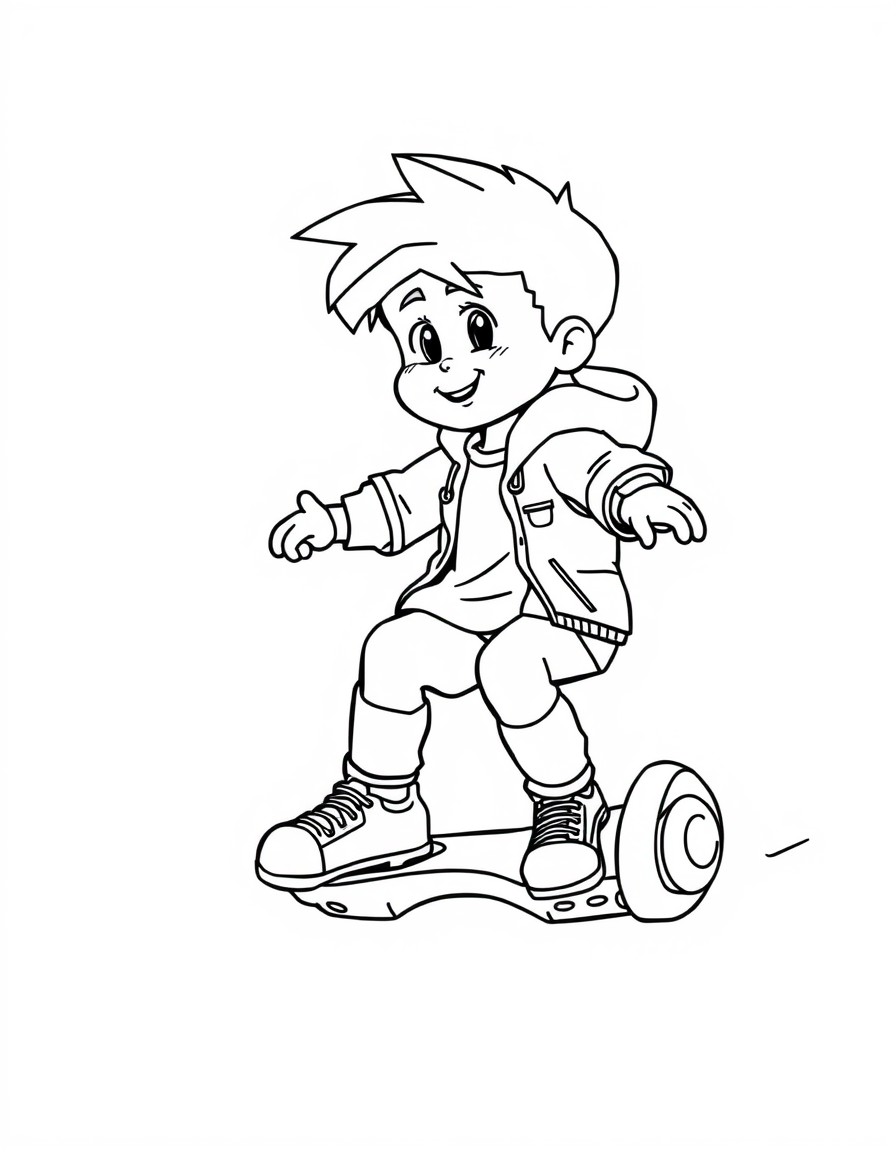 a blonde boy on a hoverboard