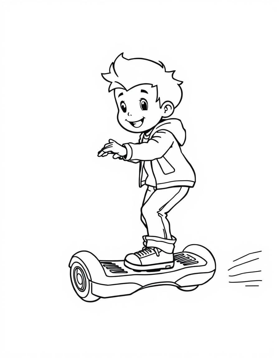 a blonde boy on a hoverboard