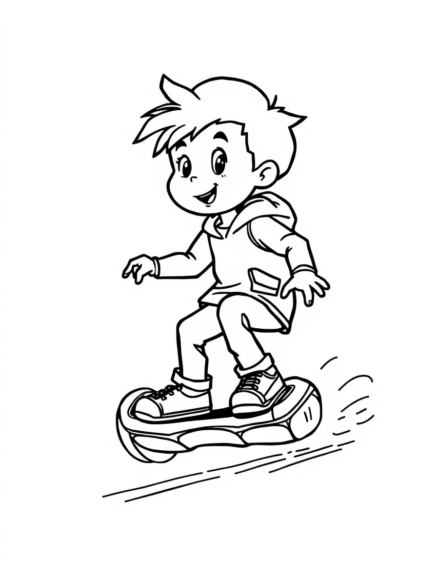 a blonde boy on a hoverboard