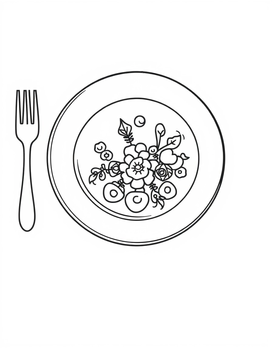 draw a plate with a funny and nice decoration