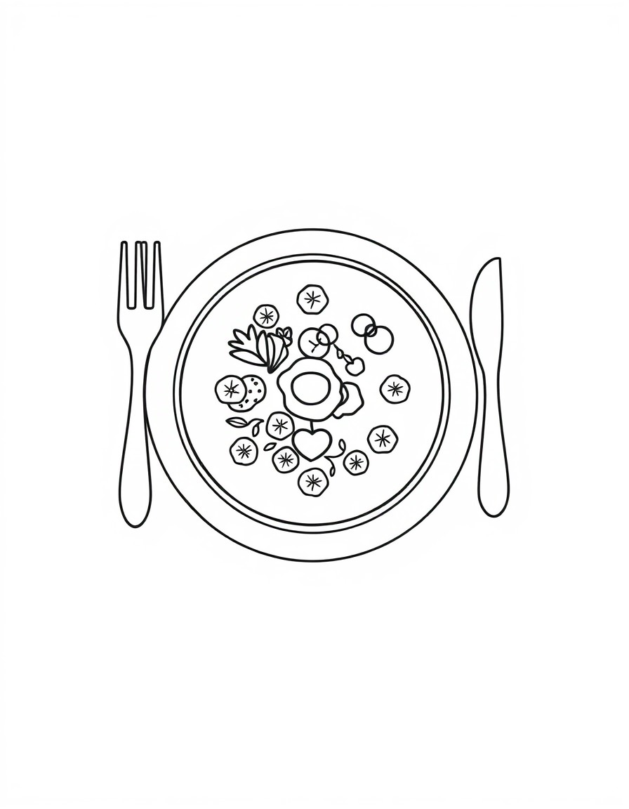 draw a plate with a funny and nice decoration