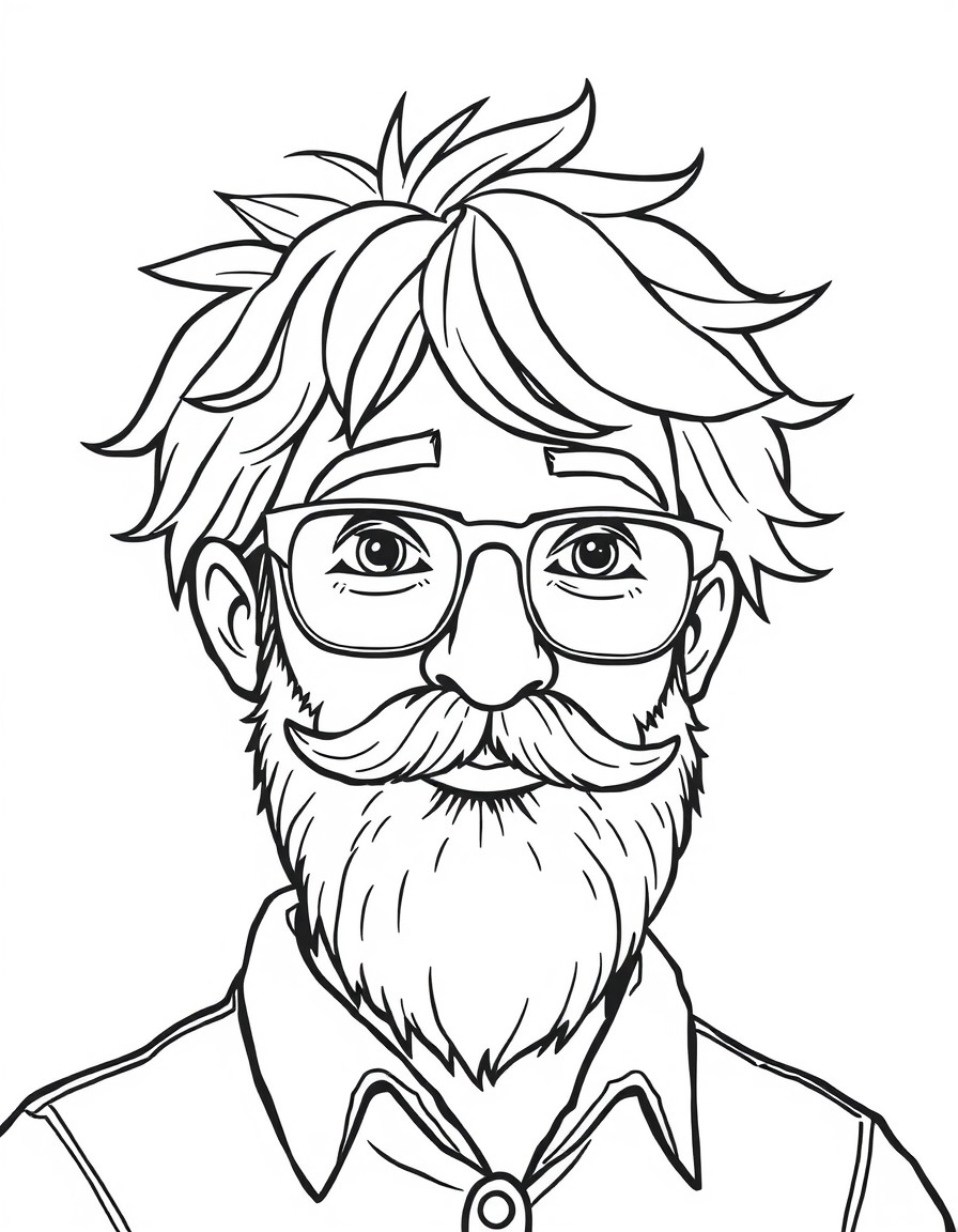 my english teacher, who has a beard, glasses and messy hair