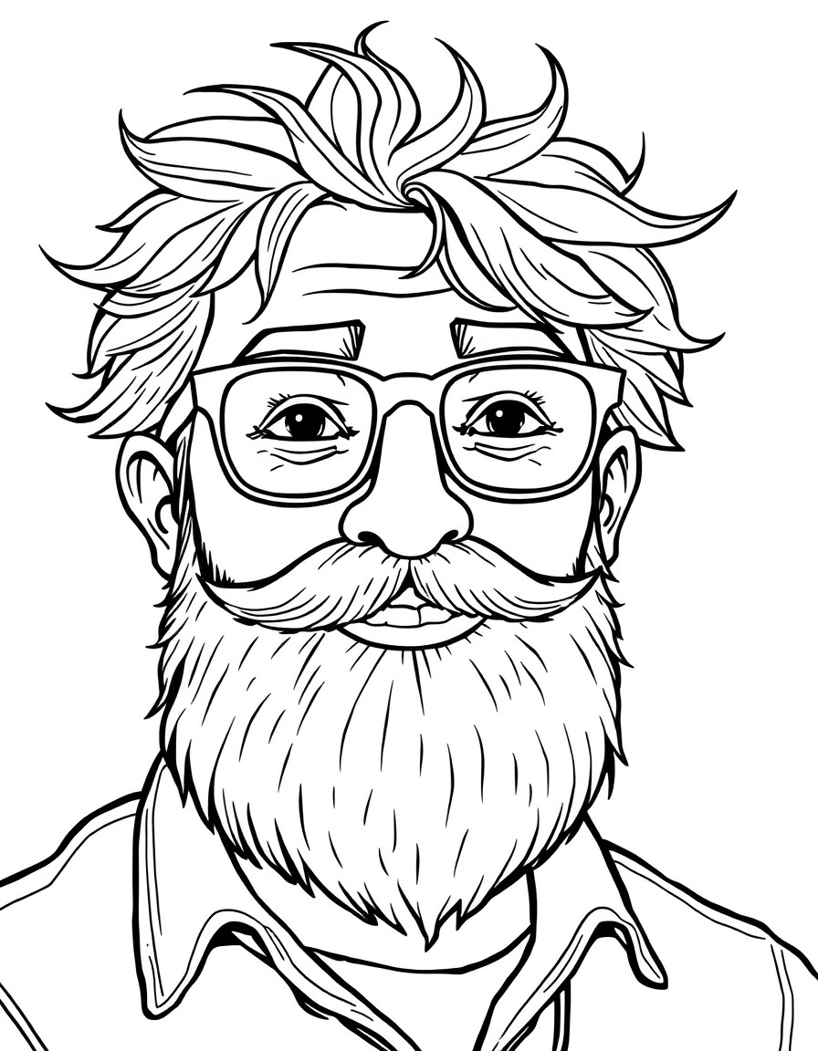 my english teacher, who has a beard, glasses and messy hair