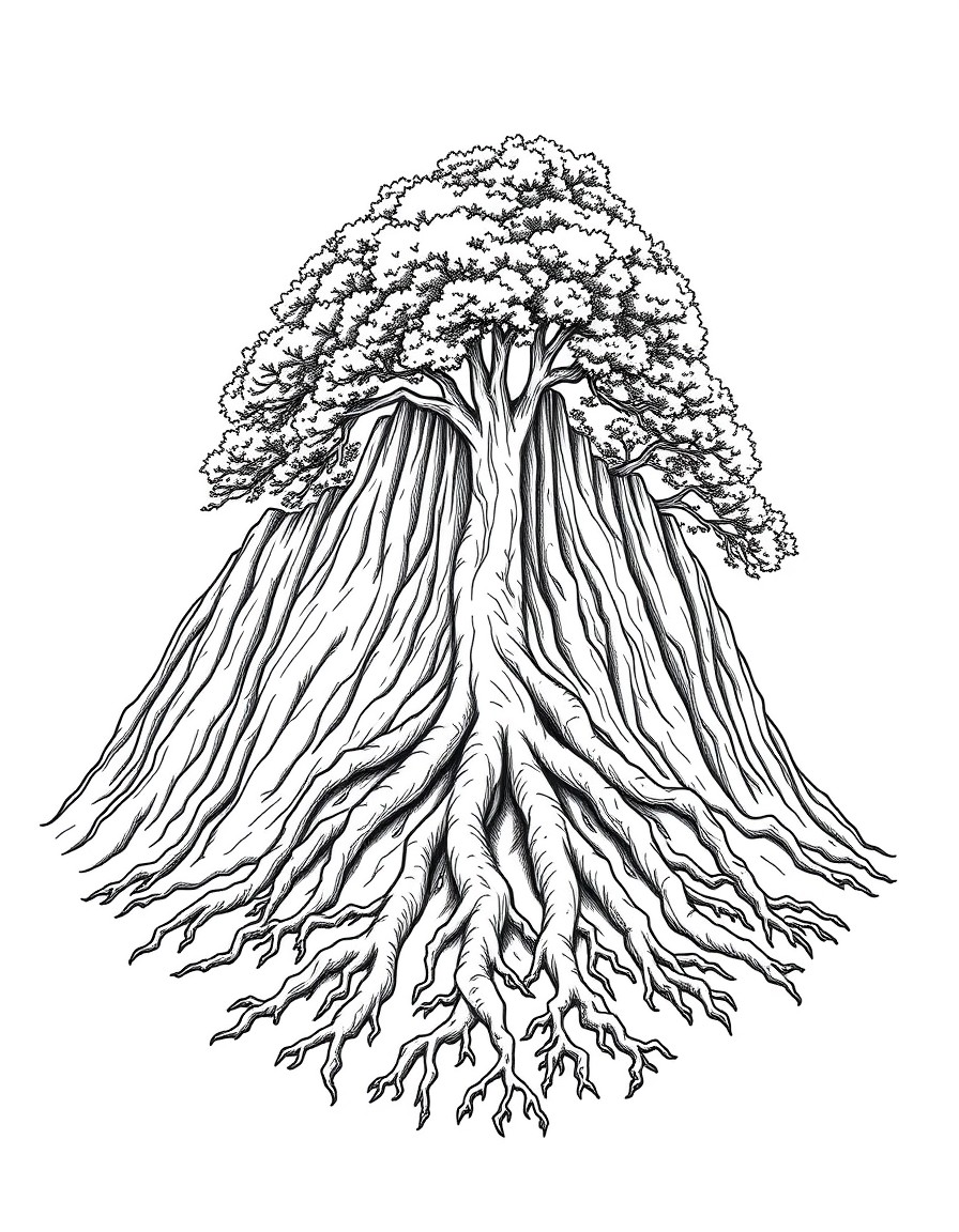 A hill showing weathering by tree roots