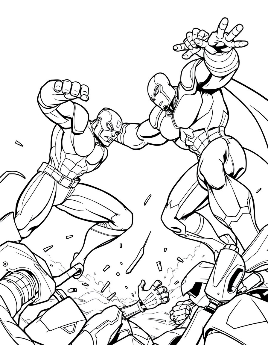 A fight scene with marvel caracter