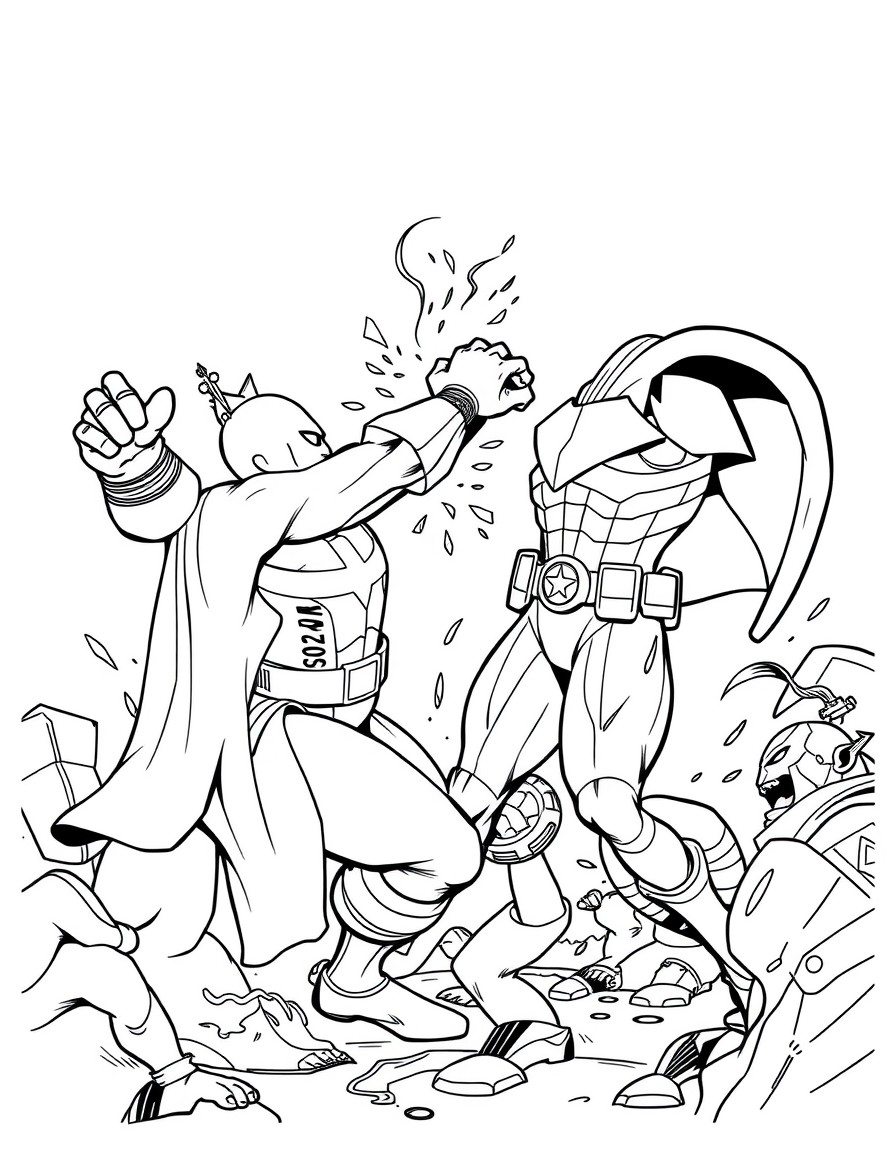 A fight scene with marvel caracter