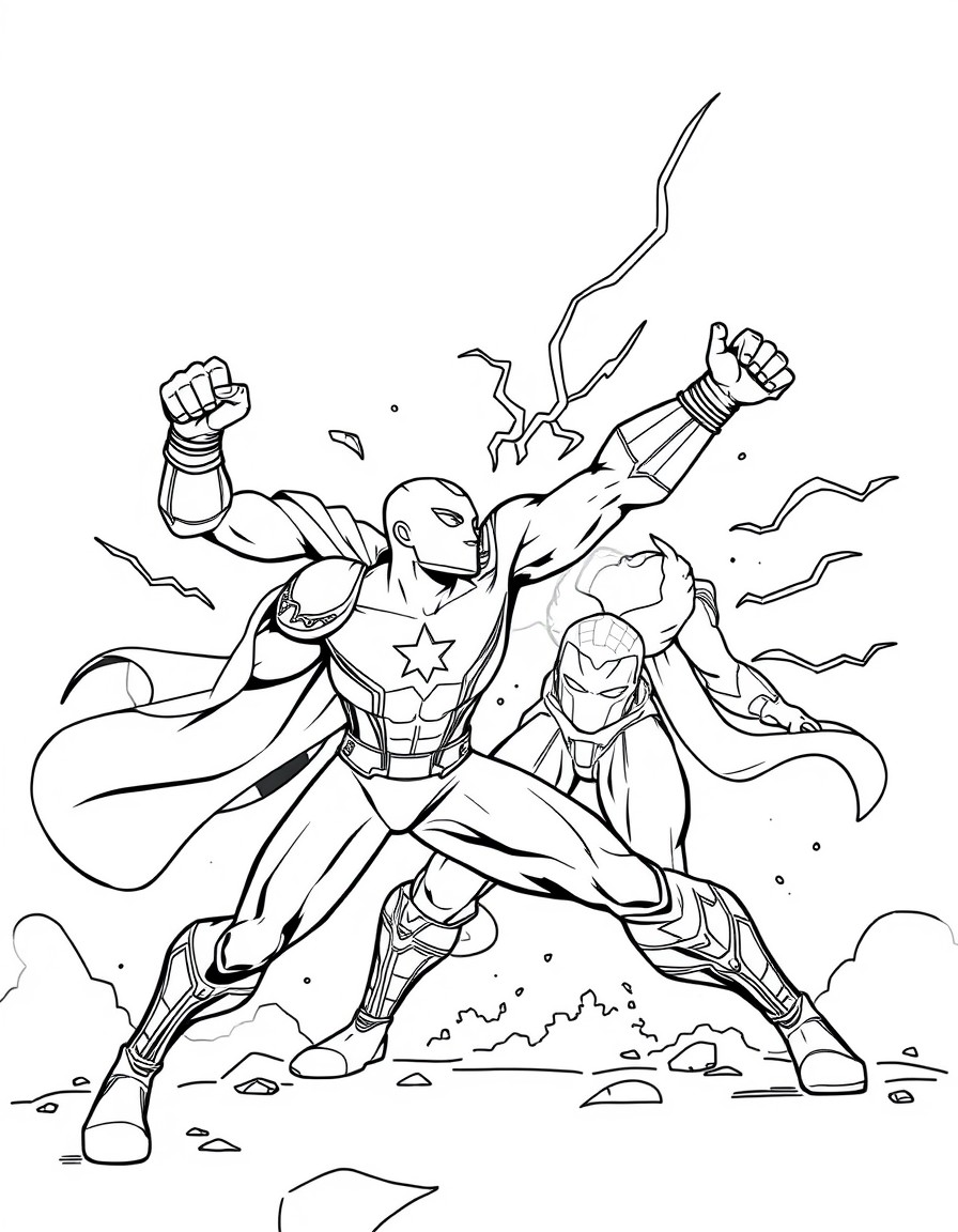 A fight scene with marvel caracter