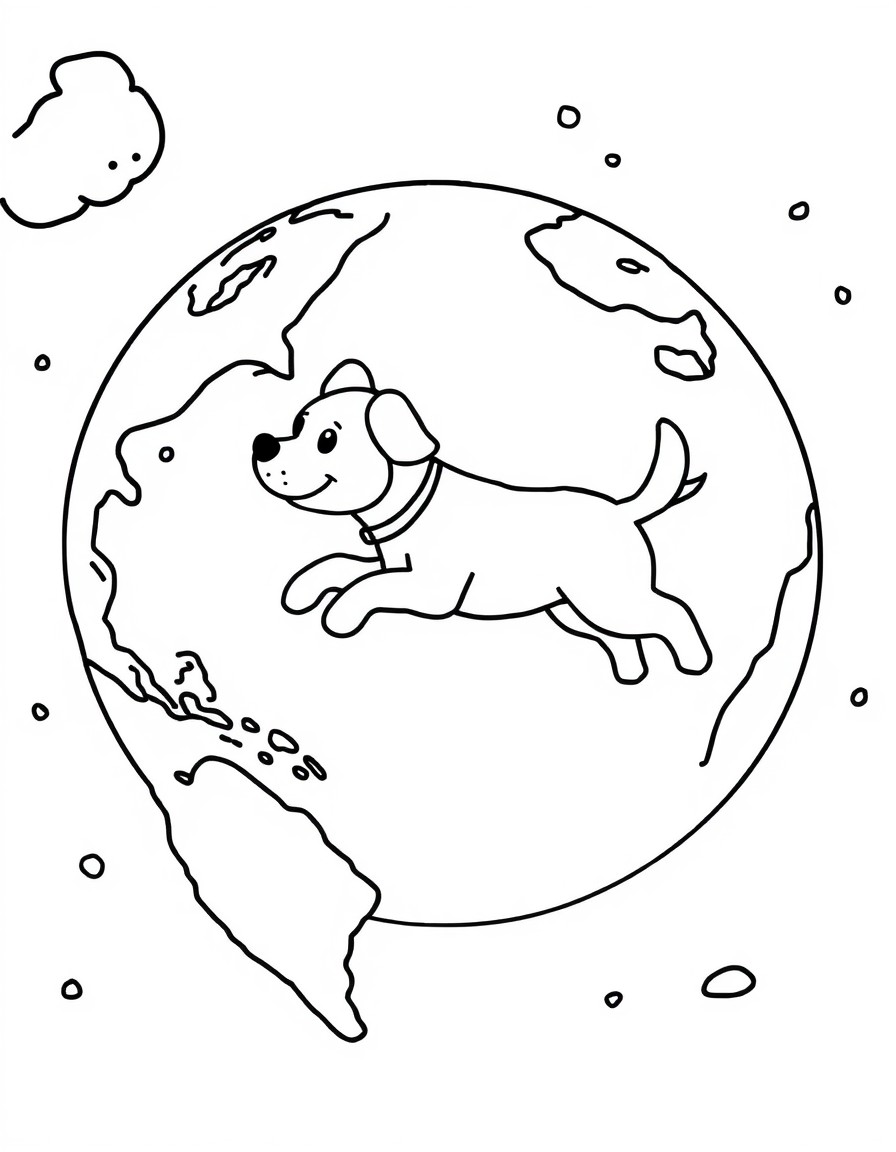 Dog flying around world