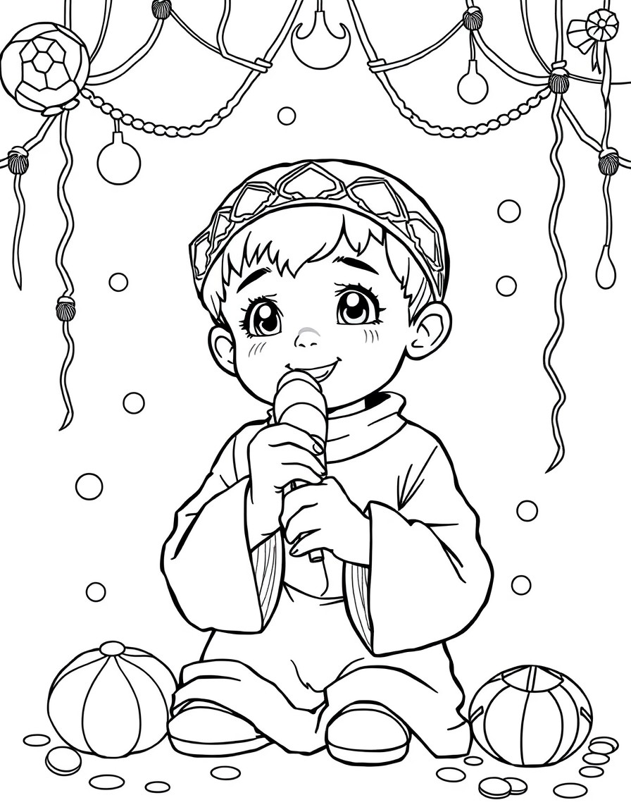 a kid who is celebrating Eid and eating candy