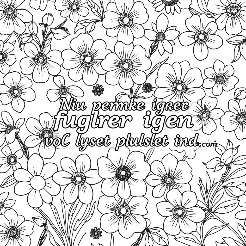 Full page Floral background covered with text  Nu kommer fuglene igen og lyset vlter pludselig ind on top