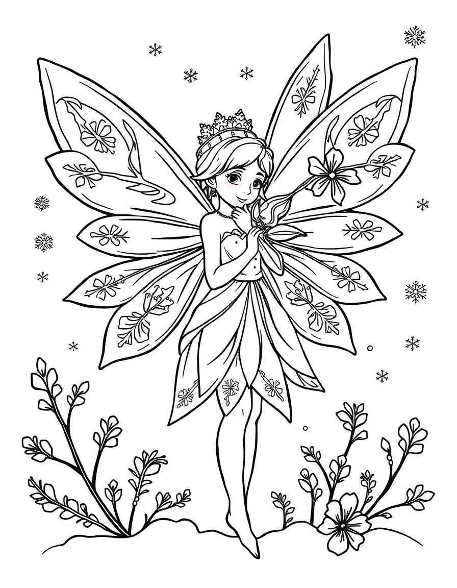 Snow fairy with snowflake wings