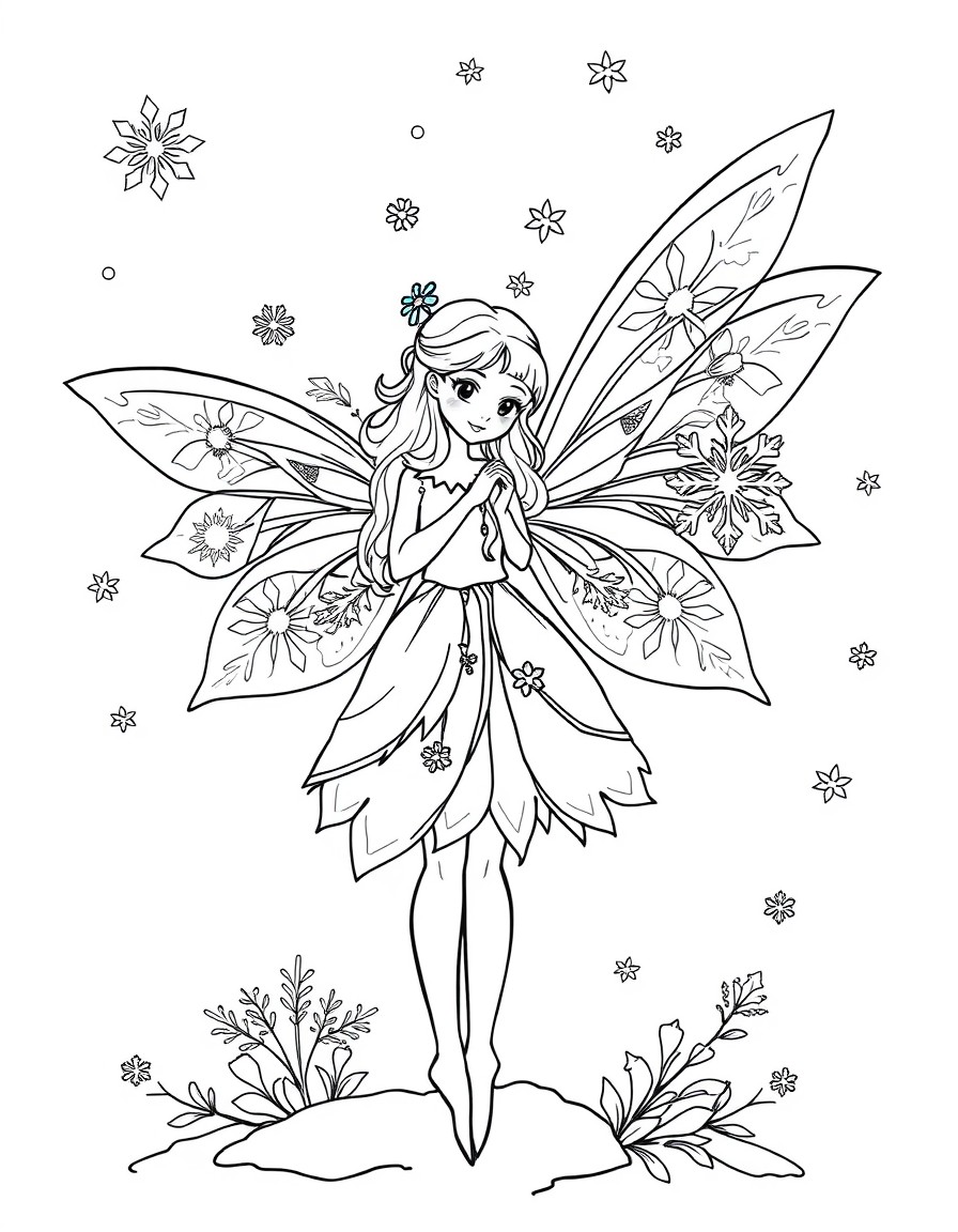 Snow fairy with snowflake wings