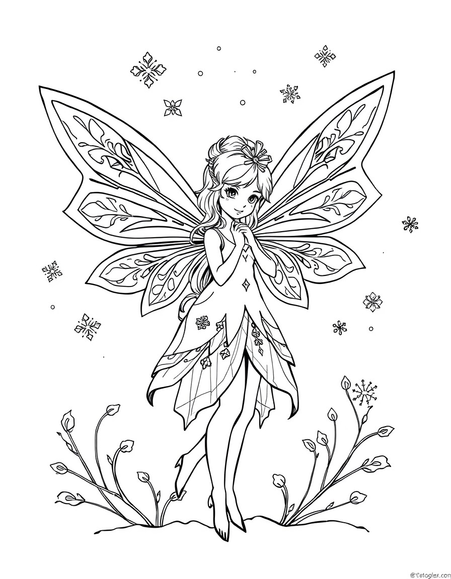 Snow fairy with snowflake wings