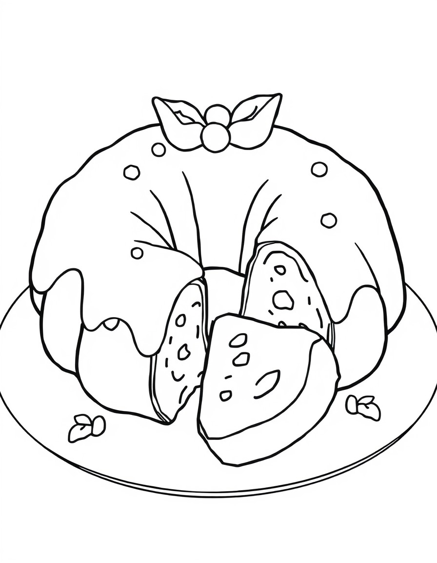 Christmas Bundt cake with a slice cut out