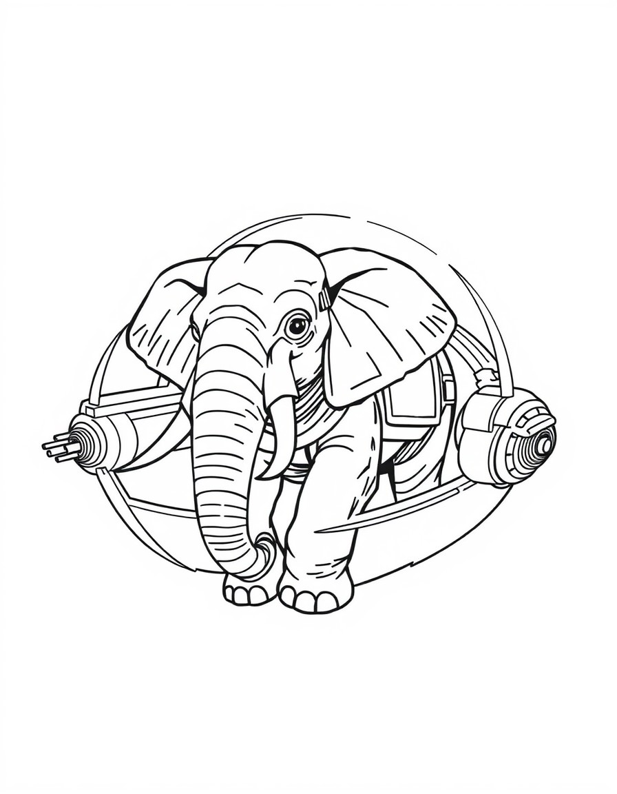 a starwars elephant  in a spaceship