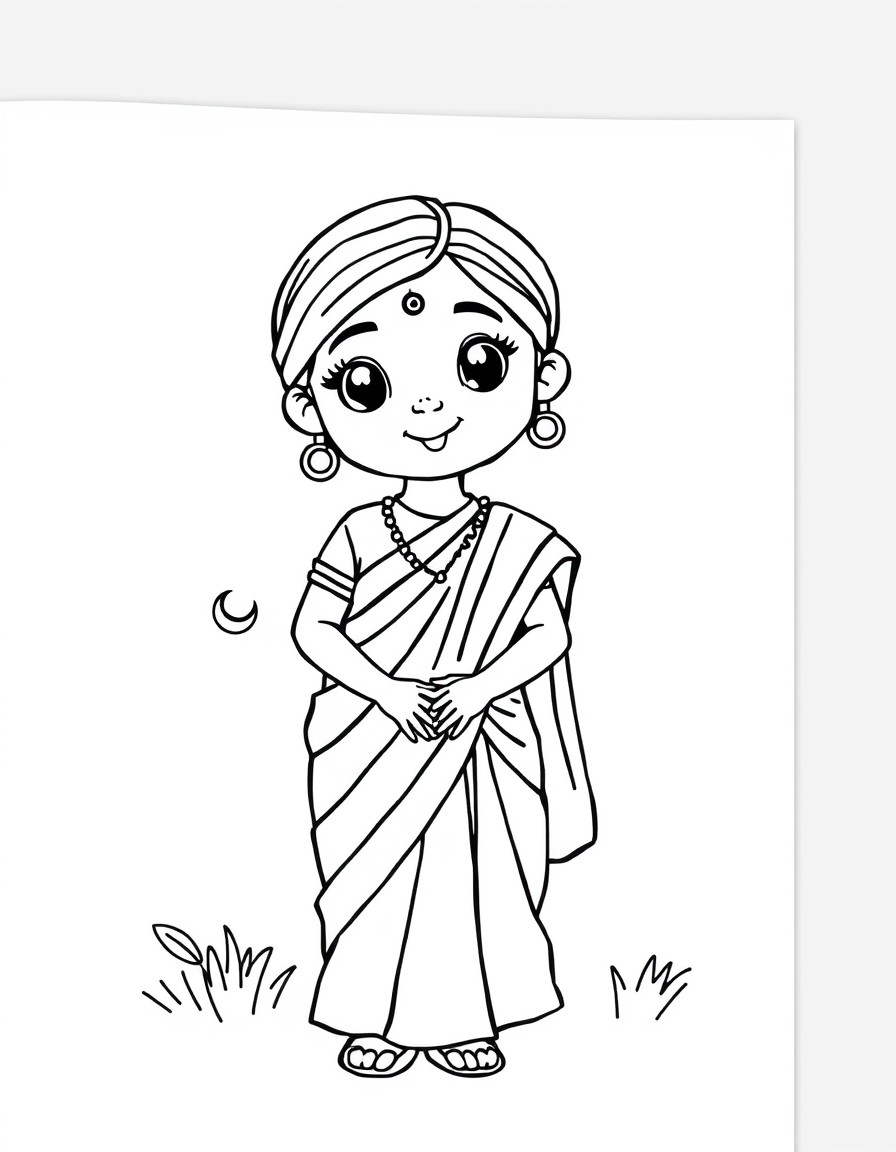 A cute Indian Girl in saree