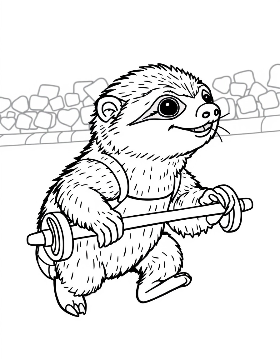A cute sloth participating in a pentathlon
