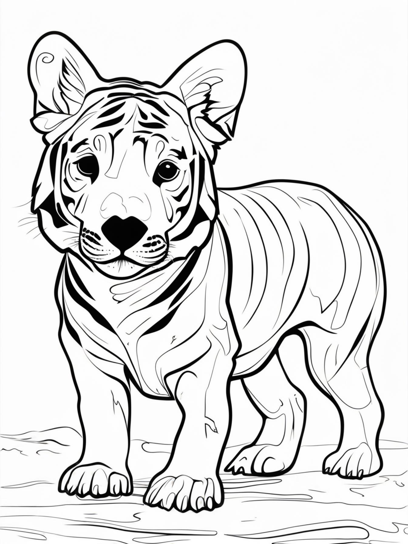 Make this a high-quality black and white COLORING PAGE with white background, only black lines, NO big gray areas, and clear, thick bold outlines, well-defined shapes, and clean edges. Remove all shad