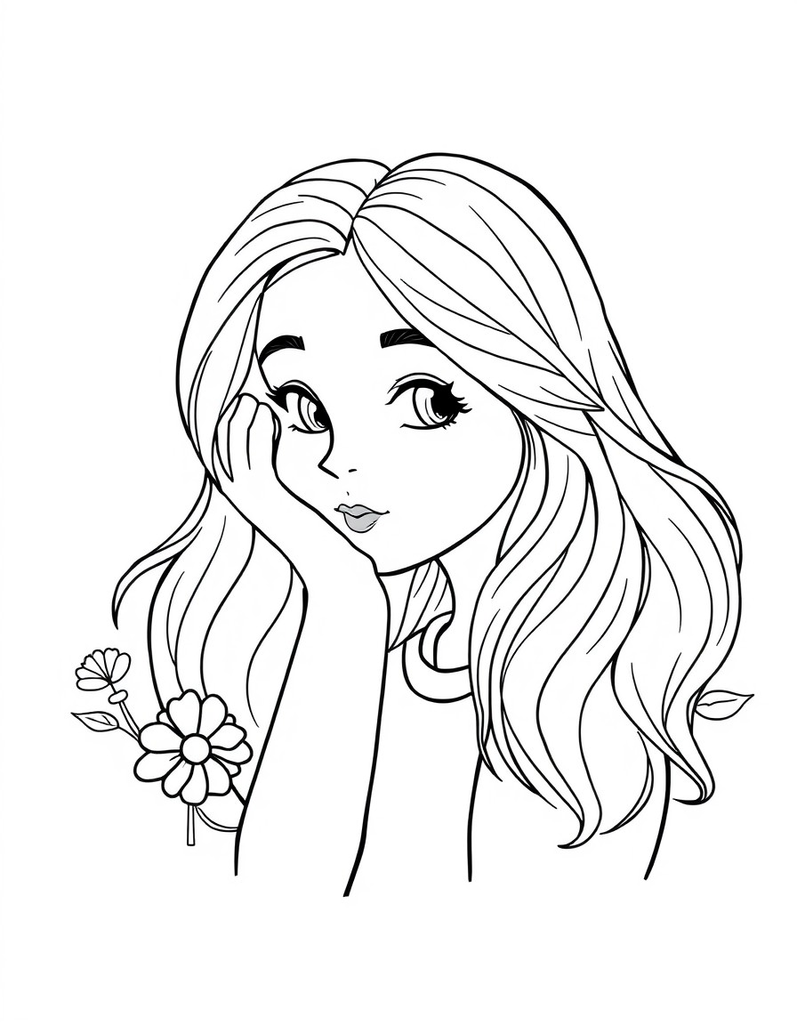 Girl Moments Coloring Book Bold Easy Printable PDF PNG Hand-Drawn Pages for iPad, Procreate, Digital and Travel Coloring